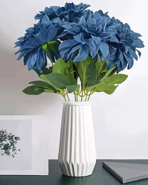 blue dahlia bouquet paint by number Blue Dahlia Bouquet Diamond Painting