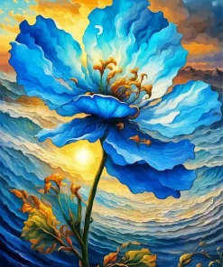 Blue Flower Art Paint By Numbers