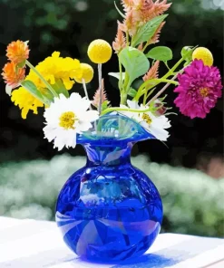 Blue Glass Flower Vase Paint By Numbers