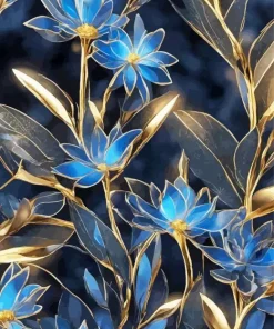 Blue Glass Flowers Paint By Numbers