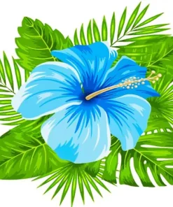Blue Hawaiian Flower Paint By Numbers