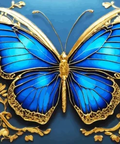 Blue Monarch Butterfly Paint By Numbers