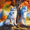 Fall Huskies Paint By Numbers