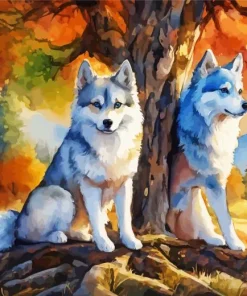Fall Huskies Paint By Numbers