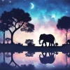 Galaxy Elephant Silhouette Paint By Numbers