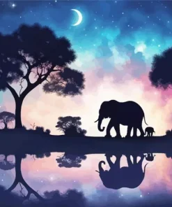 Galaxy Elephant Silhouette Paint By Numbers