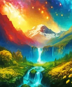 Galaxy Landscape Waterfall Paint By Numbers