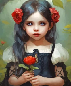 Goth Girl And Flower Paint By Numbers