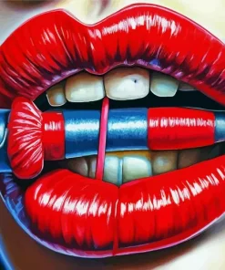 Lips Biting Bullet Paint By Numbers