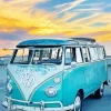 Old Blue Mini Van Paint By Numbers