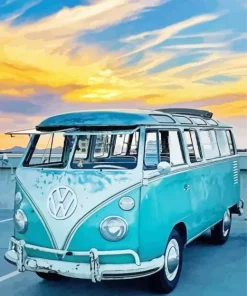 Old Blue Mini Van Paint By Numbers