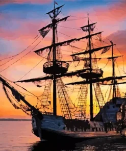 Pirate Ship Silhouette Paint By Numbers