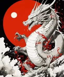 White Chinese Dragon Paint By Numbers