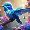 Baby Blue Hummingbird Paint By Numbers