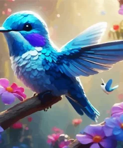 Baby Blue Hummingbird Paint By Numbers