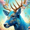 Floral Blue Deer Paint By Numbers