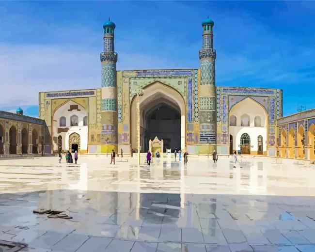 Herat Central Blue Mosque paint by number Herat Central Blue Mosque Paint By Numbers