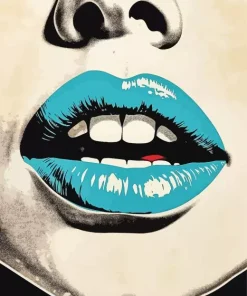 Illustration Blue Lips Paint By Numbers