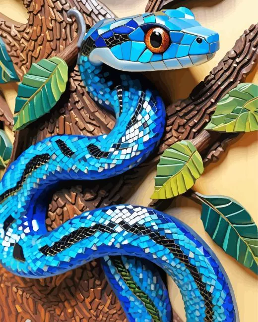 Mosaic blue racer snake paint by number Mosaic Racer Snake Paint By Numbers