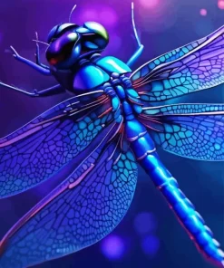 Neon Blue Dragonfly Paint By Numbers
