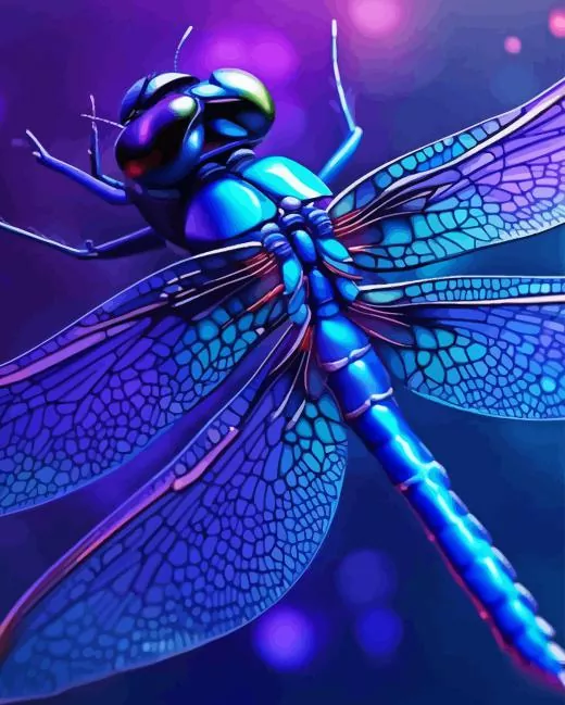 Neon blue dragonfly paint by numbers Neon Blue Dragonfly Paint By Numbers