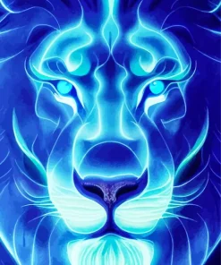 Neon Blue Lion Paint By Numbers
