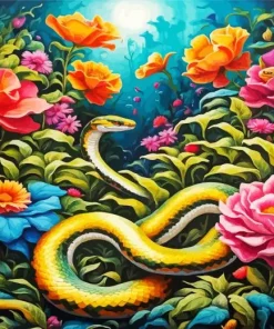 Aesthetic Flower Snake Paint By Numbers