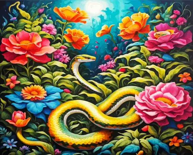 aesthetic flower snake paint by number Aesthetic Flower Snake Paint By Numbers