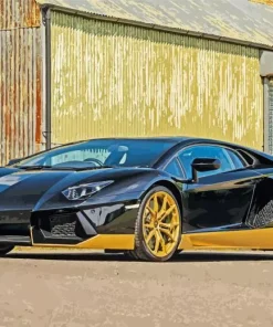 Black And Yellow Lambo Paint By Numbers