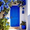 Blue Door And Flowers Diamond Painting