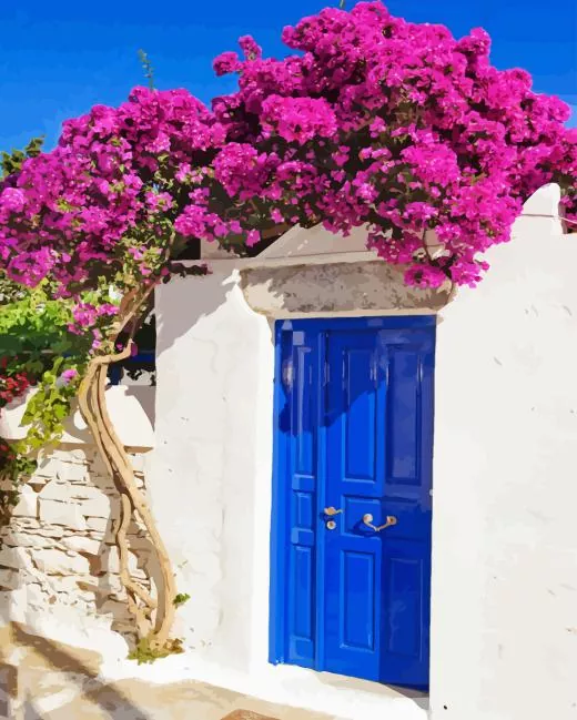 blue door flowers paint by numbers Blue Door Flowers Paint By Numbers