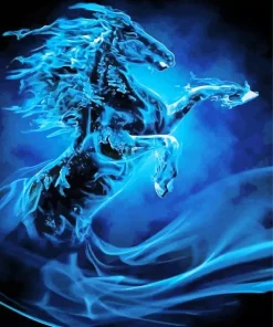 Blue Fire Horse Paint By Numbers
