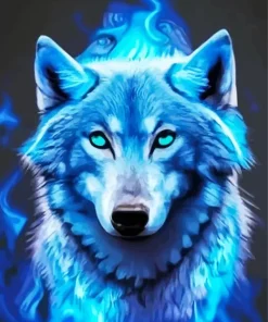 Blue Flame Wolf Paint By Numbers