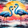 Blue Flamingos Paint By Numbers