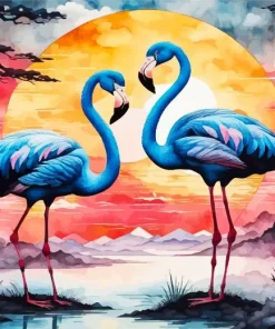 Blue Flamingos Paint By Numbers