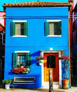 Blue House Burano Paint By Numbers