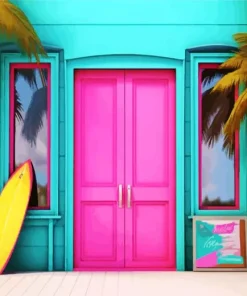 House Pink Door Paint By Numbers