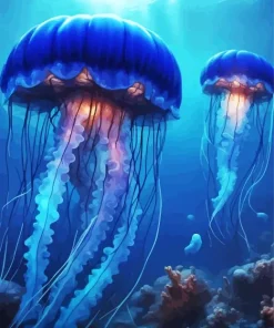 Blue Jellyfish Underwater Paint By Numbers