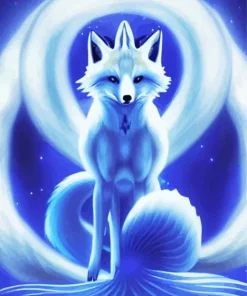 Blue Kitsune Paint By Numbers