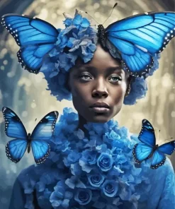 Blue Lady Butterfly Paint By Numbers