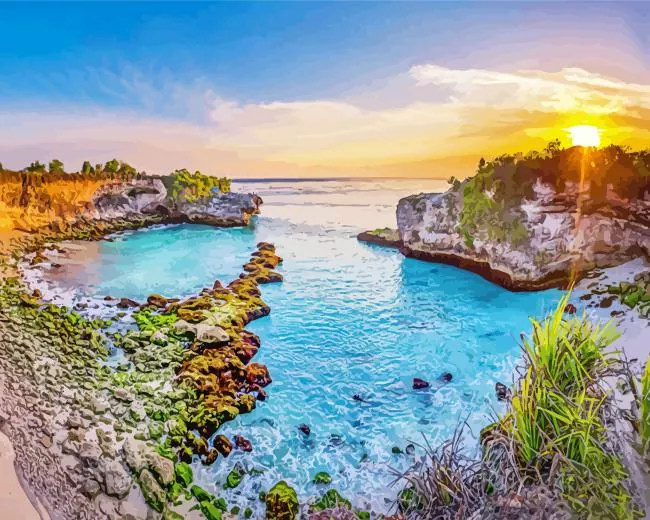 blue lagoon at sunset paint by numbers Blue Lagoon At Sunset Paint By Numbers