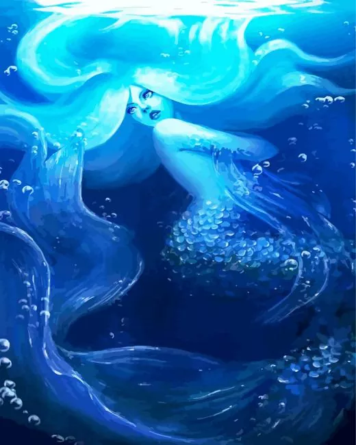 blue mermaid underwater paint by numbers Blue Mermaid Underwater Paint By Numbers