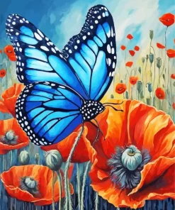Monarch Butterfly On Poppy Paint By Numbers