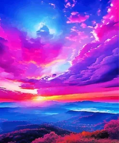 Pink And Purple Sunset Paint By Numbers