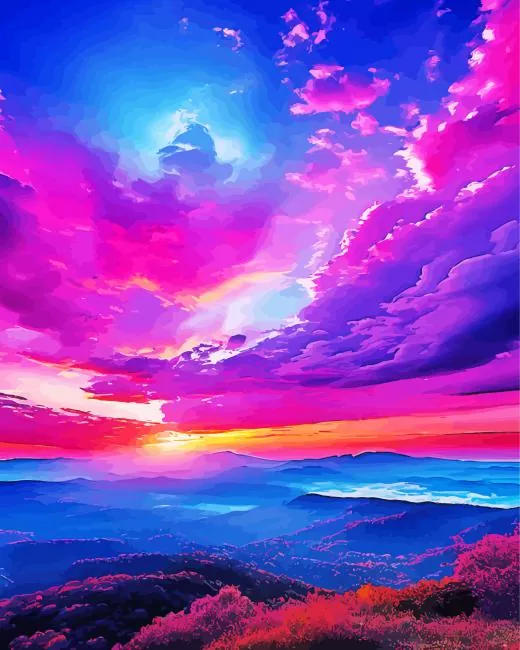 blue pink and purple sunset paint by number Pink And Purple Sunset Paint By Numbers