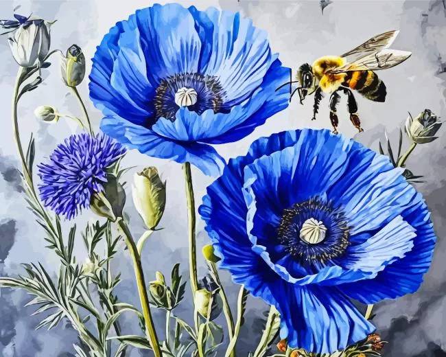 blue poppies paint by numbers Blue Poppies Paint By Numbers