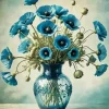 Blue Poppies Vase Paint By Numbers
