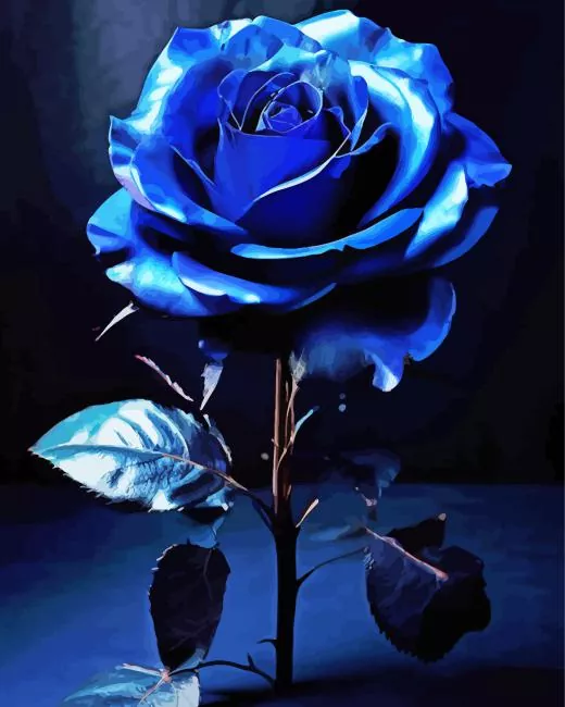 blue rose paint by numbers Blue Big Rose Paint By Numbers