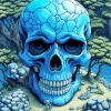 Blue Skull Head Paint By Numbers