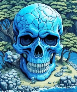 Blue Skull Head Paint By Numbers